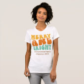 Retro Groovy Vrolijk en Helder Vrouwen Kerstmis T-shirt (Voorkant volledig)