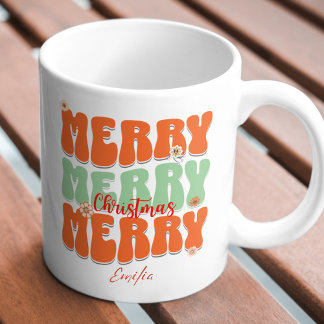 Retro Groovy Vrolijk Kerstfeest Aangepaste naam Bo Mok