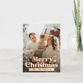 Retro Groovy Vrolijk Kerstfeest Foto Vakantie Kaar Feestdagen Kaart (Voorkant)