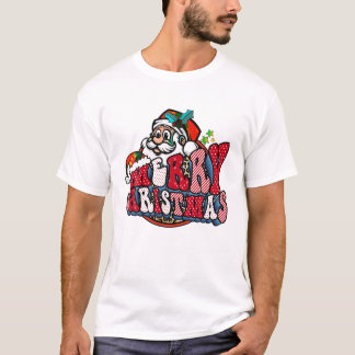 Retro Groovy Vrolijk kerstfeest T-shirt