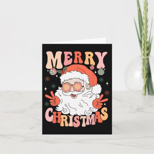 Retro Groovy Vrolijk Kerstfeest Trendy Sinterklaas Kaart (Voorkant)