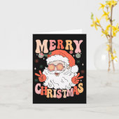 Retro Groovy Vrolijk Kerstfeest Trendy Sinterklaas Kaart (Gele Bloem)