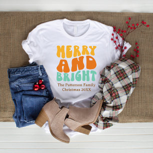 Retro Groovy Vrolijke en Heldere Vrouwen Kerstmis T-shirt