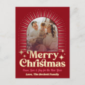 Retro Groovy Vrolijke Kerstfoto Feestdagenkaart (Voorkant)