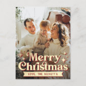 Retro Groovy Vrolijke Kerstfoto Feestdagenkaart (Voorkant)