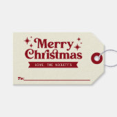 Retro Groovy Vrolijke Kerstvakantie Cadeaulabel (Voorkant (Horizontaal))