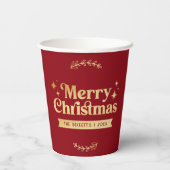 Retro Groovy Vrolijke Kerstvakantie Papieren Bekers (Achterkant)