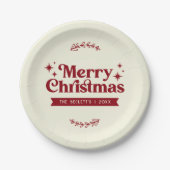 Retro Groovy Vrolijke Kerstvakantie Papieren Bordje (Voorkant)