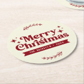 Retro Groovy Vrolijke Kerstvakantie Ronde Kartonnen Onderzetter (Gebogen)