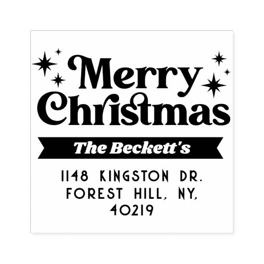 Retro Groovy Vrolijke Kerstvakantie Rubberstempel (Afrduk)