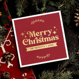 Retro Groovy Vrolijke Kerstvakantie Servet