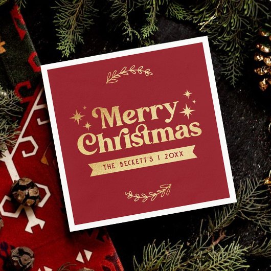 Retro Groovy Vrolijke Kerstvakantie Servet