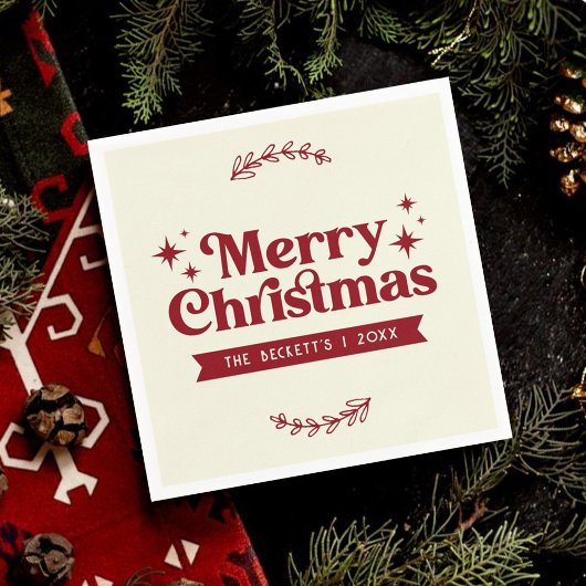 Retro Groovy Vrolijke Kerstvakantie Servet