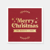 Retro Groovy Vrolijke Kerstvakantie Servet (Voorkant)