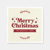 Retro Groovy Vrolijke Kerstvakantie Servet (Voorkant)