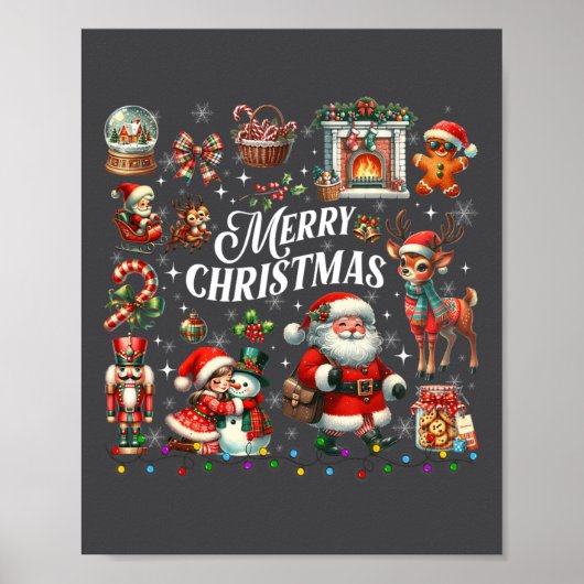 Retro Groovy Vrolijke Kerstvibes Lelijk Poster (Voorkant)