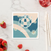 Retro Groovy Wave Disco Ball Daisy Green Verjaarda Servet (Insitu)