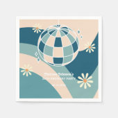 Retro Groovy Wave Disco Ball Daisy Green Verjaarda Servet (Voorkant)