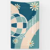 Retro Groovy Wave Disco Ball Daisy Green Verjaarda Spandoek (Verticaal)