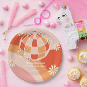 Retro Groovy Wave Disco Ball Daisy Roze Verjaardag Papieren Bordje (Feest)