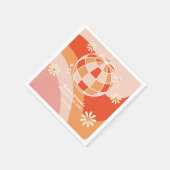 Retro Groovy Wave Disco Ball Daisy Roze Verjaardag Servet (Hoek)