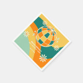 Retro Groovy Wave Disco Ball Daisy Sinaasappel Ver Servet (Hoek)