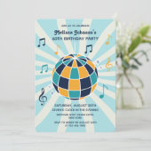 Retro Groovy Wave Disco Ball Musical Blauwe Verjaa Kaart (Staand voorkant)