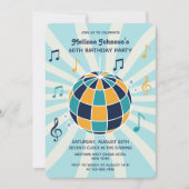 Retro Groovy Wave Disco Ball Musical Blauwe Verjaa Kaart (Voorkant)