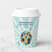 Retro Groovy Wave Disco Ball Musical Blauwe Verjaa Papieren Bekers (Achterkant)