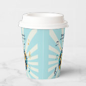 Retro Groovy Wave Disco Ball Musical Blauwe Verjaa Papieren Bekers (Rechts)