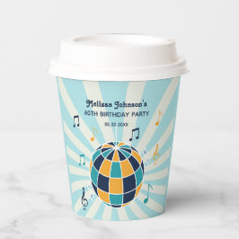 Retro Groovy Wave Disco Ball Musical Blauwe Verjaa Papieren Bekers