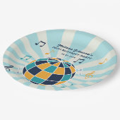 Retro Groovy Wave Disco Ball Musical Blauwe Verjaa Papieren Bordje (Gekanteld)