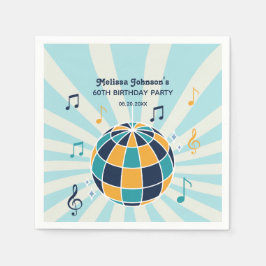 Retro Groovy Wave Disco Ball Musical Blauwe Verjaa Servet