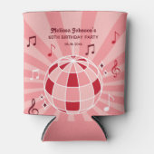 Retro Groovy Wave Disco Ball Musical Roze Verjaard Blikjeskoeler (Voorkant)