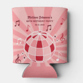 Retro Groovy Wave Disco Ball Musical Roze Verjaard Blikjeskoeler (Achterkant)