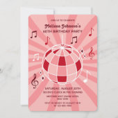 Retro Groovy Wave Disco Ball Musical Roze Verjaard Kaart (Voorkant)