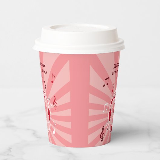 Retro Groovy Wave Disco Ball Musical Roze Verjaard Papieren Bekers (Links)