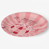 Retro Groovy Wave Disco Ball Musical Roze Verjaard Papieren Bordje (Gekanteld)