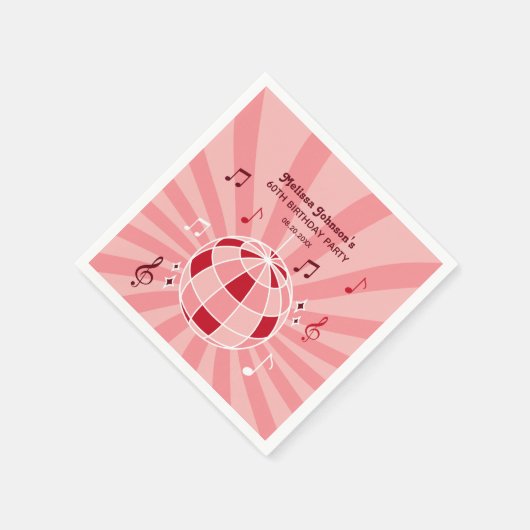 Retro Groovy Wave Disco Ball Musical Roze Verjaard Servet (Hoek)