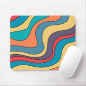 Retro Groovy Waves Colorful Art Hippie 70s Rainbow Muismat (Met muis)