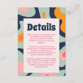 Retro Groovy Waves Kleurrijke Bruiloft Informatiekaartje (Voorkant)