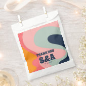 Retro Groovy Waves Pastel Roze Blauw Chique Bruilo Bedankzakje (Geknipt)