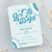 Retro Groovy Wavy Baby Boy Shower Kaart