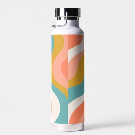 Retro Groovy Wavy Patroon Gepersonaliseerde naam Waterfles (Rechts)