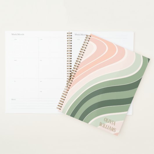 Retro Groovy Wavy Pattern Planner (Display)