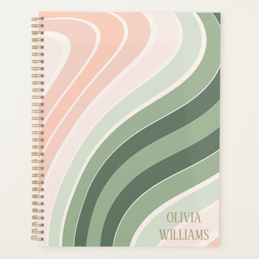 Retro Groovy Wavy Pattern Planner (Voorkant)