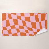 Retro Groovy Wavy Psychedelic Checkerboard Y Badhanddoek (Badhanddoek)