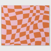 Retro Groovy Wavy Psychedelic Checkerboard Y Cadeaupapier (Vlak)