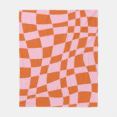 Retro Groovy Wavy Psychedelic Checkerboard Y Fleece Deken (Voorkant)