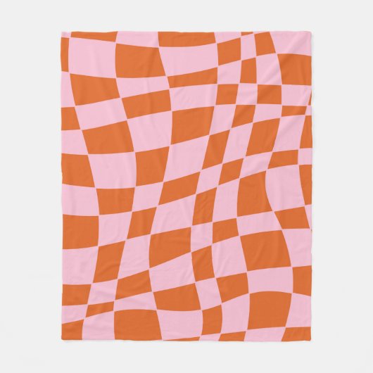 Retro Groovy Wavy Psychedelic Checkerboard Y Fleece Deken (Voorkant)